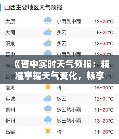 《晋中实时天气预报：精准掌握天气变化，畅享生活无忧》