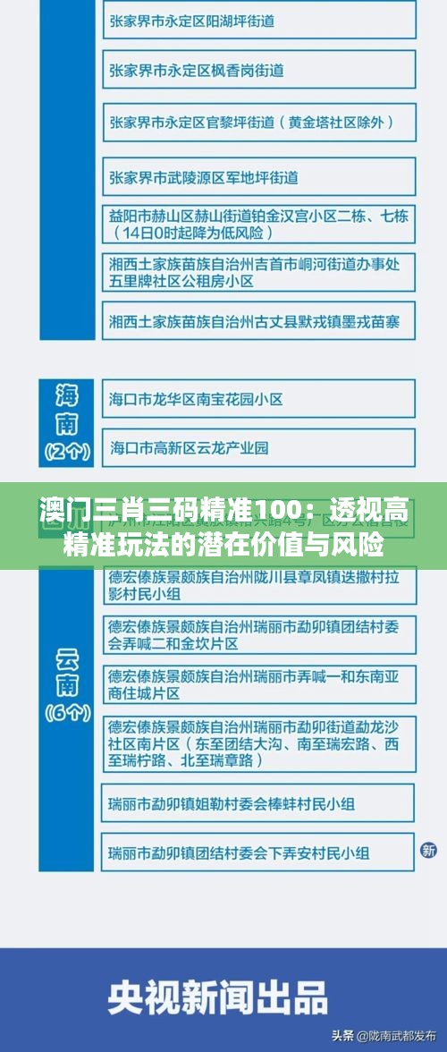 澳门三肖三码精准100：透视高精准玩法的潜在价值与风险