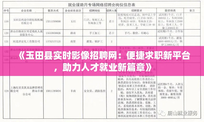 《玉田县实时影像招聘网：便捷求职新平台，助力人才就业新篇章》