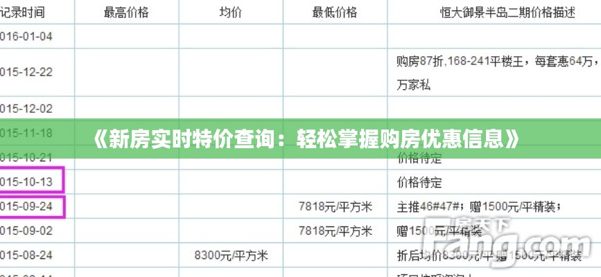 《新房实时特价查询：轻松掌握购房优惠信息》