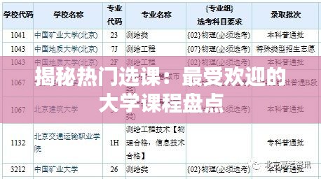揭秘热门选课：最受欢迎的大学课程盘点