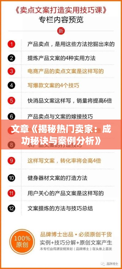 文章《揭秘热门卖家：成功秘诀与案例分析》