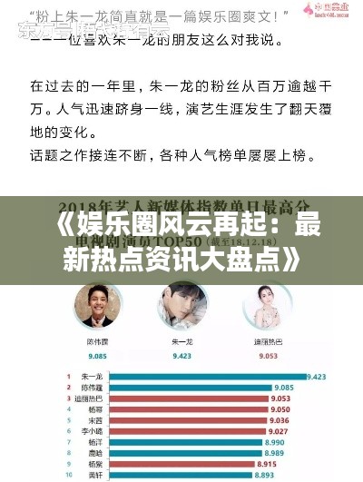 《娱乐圈风云再起：最新热点资讯大盘点》