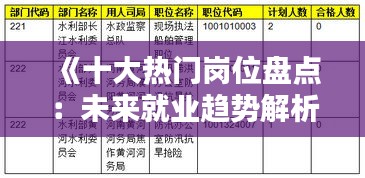 《十大热门岗位盘点：未来就业趋势解析》