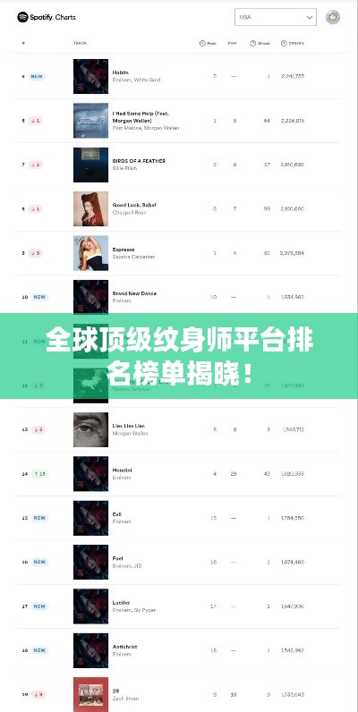 全球顶级纹身师平台排名榜单揭晓！