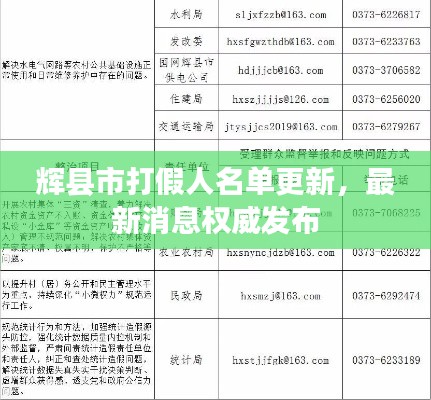辉县市打假人名单更新，最新消息权威发布