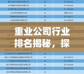 重业公司行业排名揭秘，探寻行业领军者的成功奥秘