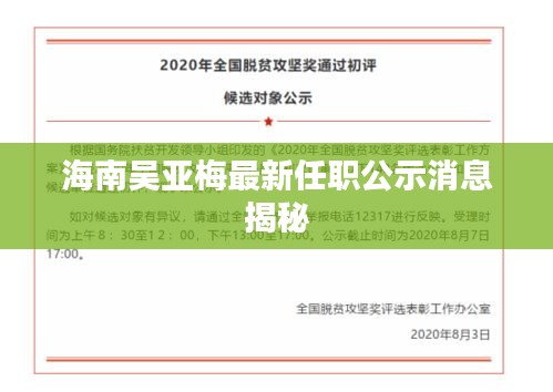 海南吴亚梅最新任职公示消息揭秘