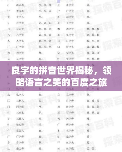 良字的拼音世界揭秘，领略语言之美的百度之旅