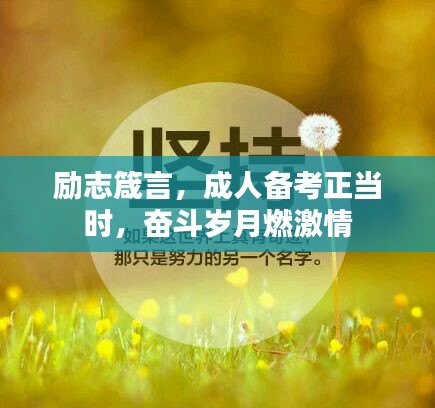 励志箴言，成人备考正当时，奋斗岁月燃激情