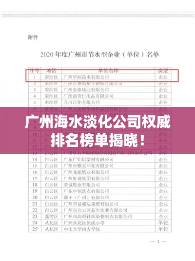 广州海水淡化公司权威排名榜单揭晓！