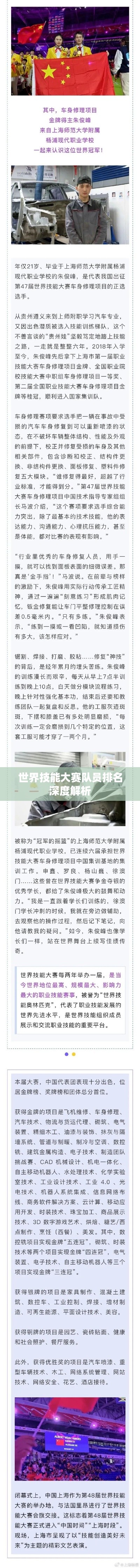 世界技能大赛队员排名深度解析