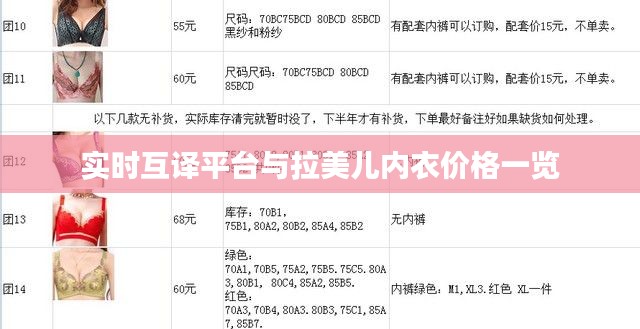 实时互译平台与拉美儿内衣价格一览