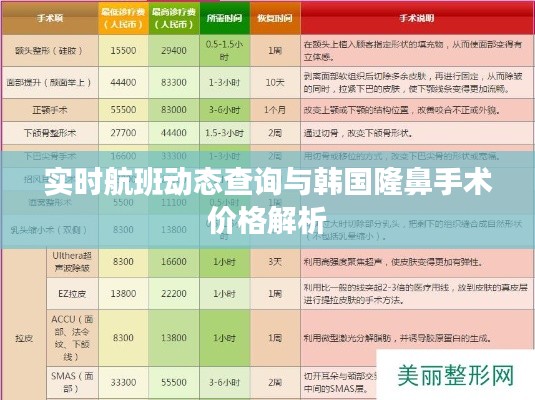 实时航班动态查询与韩国隆鼻手术价格解析