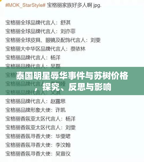 泰国明星辱华事件与苏树价格，探究、反思与影响