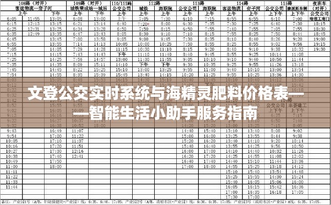 文登公交实时系统与海精灵肥料价格表——智能生活小助手服务指南