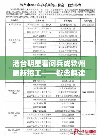 港台明星看阅兵或钦州最新招工——概念解读与实施策略
