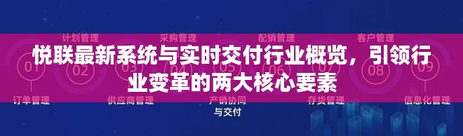 悦联最新系统与实时交付行业概览，引领行业变革的两大核心要素