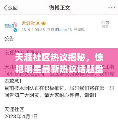 天涯社区热议揭秘，惊艳明星最新热议话题盘点