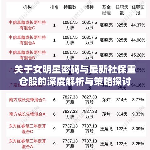 关于女明星密码与最新社保重仓股的深度解析与策略探讨