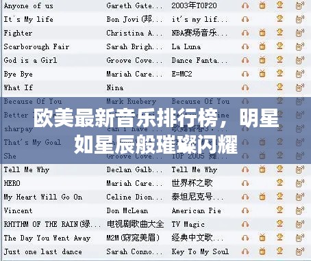 欧美最新音乐排行榜，明星如星辰般璀璨闪耀