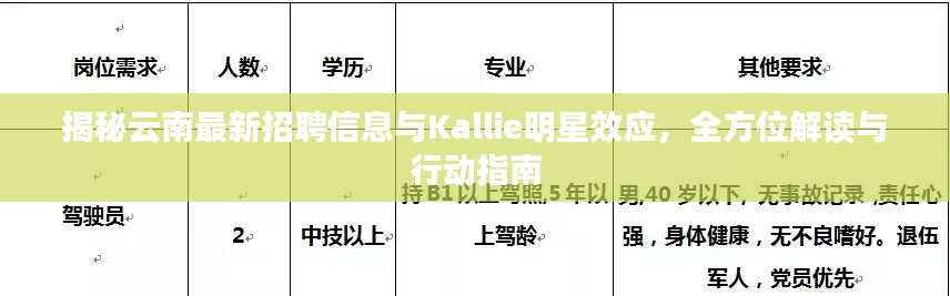 揭秘云南最新招聘信息与Kallie明星效应，全方位解读与行动指南