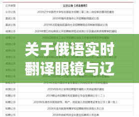 关于俄语实时翻译眼镜与辽宁养老金最新消息的全面解读